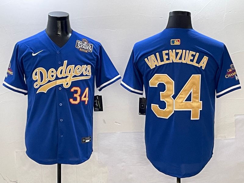 Men Los Angeles Dodgers #34 Valenzuela Blue Gold Game Nike 2025 MLB Jersey style 3->los angeles dodgers->MLB Jersey